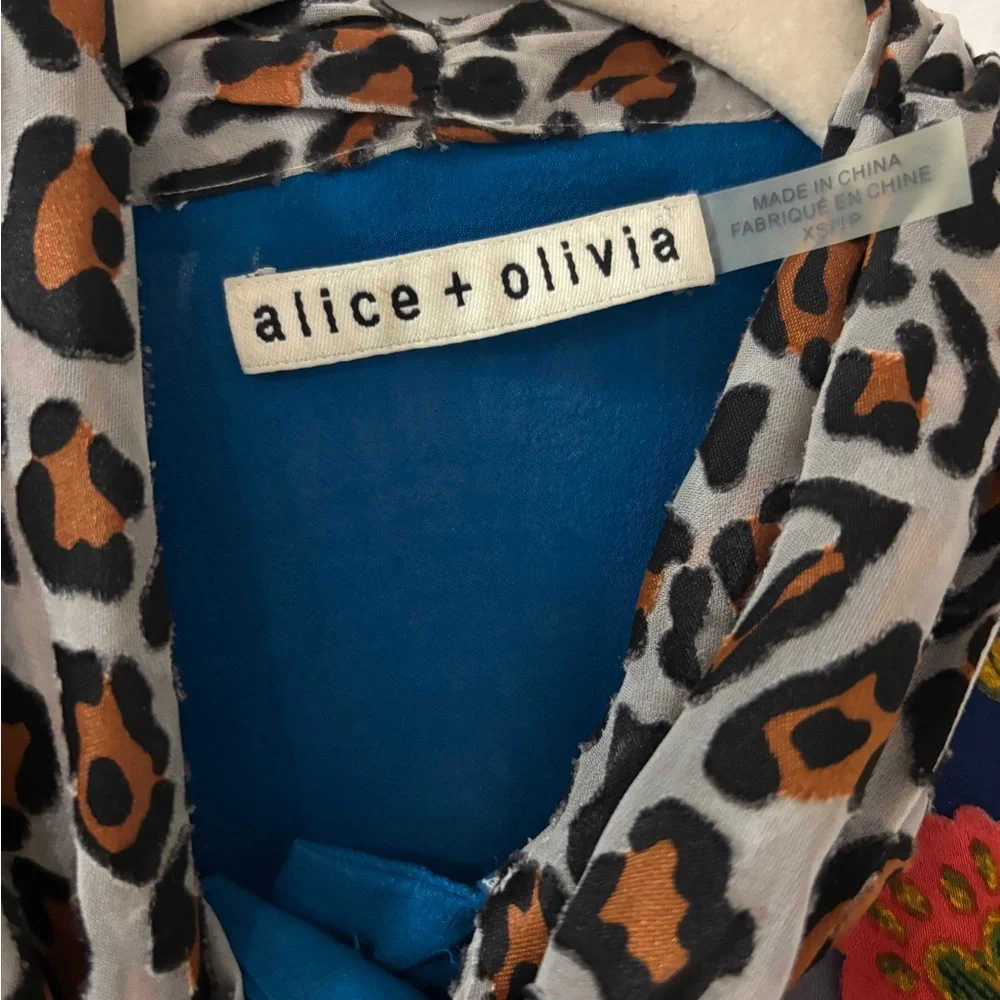Alice + Olivia Multicolor Leopard and Floral Blouse - Picture 4 of 5